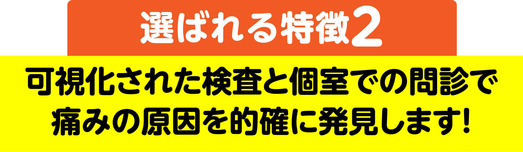 選ばれる特徴2 可視化された検査と個室での問診で痛みの原因を的確に発見します