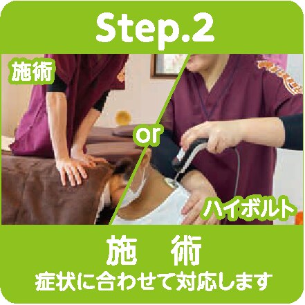 Step2 施術。症状に合わせて対応します